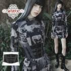 glareshop グレアショップ「S/L/2XL」KX460-g-zk■ゴスロリ ゴシックパンク近未来個性的コルセット ベルト 黒×グレー レディース | ゴスロリ ゴシック パンク ロック ファッ