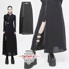 glareshop グレアショップ「XS-4XL」SX483-B■ゴスロリ モード系 ベルト付 サイドスリット タイト ロングスカート 黒 レディース | ヴィジュアル系 V系 モード系 コスプレ ス