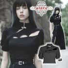 glareshop グレアショップ「XS-4XL」TX1038●ゴスロリ ゴシック 蝙蝠の翼モチーフ バブルスリーブ 半袖 カットソー 黒 レディース | ゴスロリ ゴシック パンク ロック ファッシ