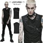 glareshop グレアショップ「M.M/M.XL/M.3XL」KX450-B■ゴシックパンクメッシュタンクトップ ショート丈 ゴスロリ ノースリーブTシャツ 黒 ブラック メンズ | スチームパン