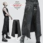 glareshop グレアショップ「M.XS-M.5XL」SX469-B■ゴシックパンクダークテクスチャプリント スカートカバー オーバースカート 黒 メンズ | ヴィジュアル系 V系 モード系 コス