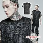 glareshop グレアショップ「M.M/M.XL/M.3XL」TX1006-B■ゴスロリ パンク 退廃風ダメージ 異素材 半袖 Tシャツ 黒 メンズ | スチームパンク ヴィジュアル系 V系 モー