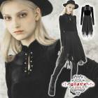 glareshop グレアショップ「XS-4XL」WX494●ゴスロリ モード系 異素材 ベルベット×メッシュ 長袖 ワンピース ドレス 黒 レディース | ゴスロリ ゴシック パンク ロック ファッ