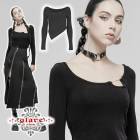 glareshop グレアショップ「S/L/2XL」TX1027●ゴスロリ ゴシックアシンメトリー裾長袖Tシャツ カットソー 黒 レディース | ゴスロリ ゴシック パンク ロック ファッション スチ