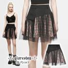 glareshop グレアショップ「XS-4XL」SX485-P■ゴスロリ ゴシックハイウエスト異素材チェック柄ミニスカート 黒×ピンク レディース | ヴィジュアル系 V系 モード系 コスプレ ステ