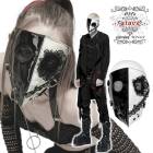 仮面マスク | glareshop グレアショップ「F」Za041-W■ゴスロリ ロリータ インパクト抜群 パテントレザー 仮面 マスク 黒×白 レディース/メンズ | ヴィジュアル系 V系 モード系