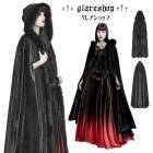 glareshop グレアショップ「F」JX809-B■ゴスロリ コート ロング丈 エレガント フェイクウール 毛玉ストラップ フード付マント 黒 ブラック レディース | 地雷系 ヴィジュアル系 V