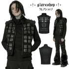 glareshop グレアショップ「M.S-M.5XL」KX487-B■ゴスロリ ゴシックパンク ミリタリー 肩ベルト装飾 デニム 異素材 ベスト 黒 メンズ | ゴスロリ ゴシック パンク ロック 
