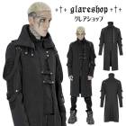 glareshop グレアショップ「M.S-M.5XL」JX818-B■ゴシックパンクア コート ミドル丈 シンメトリーハイカラー ニット 黒 ブラック メンズ | スチームパンク ヴィジュアル系 V