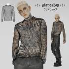 glareshop グレアショップ「M.M/M.XL/M.3XL」TXA050-B■ゴシック パンク メッシュ 長袖 シースルー Tシャツ カットソー 黒 メンズ |ヴィジュアル系 V系 モード系 コ