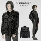 glareshop グレアショップ「M.S-M.5XL」TXA054-B■ゴシック 貴族 ベルベット シャツ ゴージャス プリント ブラウス 黒 メンズ | ヴィジュアル系 V系 モード系 コスプレ 