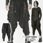 glareshop グレアショップ「M.M/M.XL/M.3XL」PX596-B■スチームパンクダメージ加工 ワイドサルエルパンツ ロング パンツ 黒 メンズ | ゴスロリ ゴシック パンク ロック 