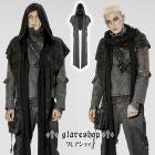 glareshop グレアショップ「F」ZH085-B■ゴスロリ パンク ダメージ加工 フード付き マフラー スカーフ アウター 黒 メンズ/レディース | サイバーパンク ヴィジュアル系 V系 モー