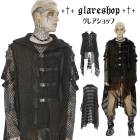 glareshop グレアショップ「M.M/M.XL/M.3XL」KX482-B■サイバーパンクカーディガンベスト アシンメトリー ニットベスト 黒 メンズ | スチームパンク ヴィジュアル系 V系 