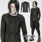 glareshop グレアショップ「M.M/M.XL/M.3XL」TXA049-B■ゴシック パンク 退廃風 ニット編みプリント 長袖 Tシャツ カットソー 黒 メンズ | ヴィジュアル系 V系 モー