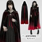 glareshop グレアショップ「F」JX810-R■ゴスロリ コート ロング丈 華やか グラデーション ベルベット レース フード付き マント 赤×黒 レッド×ブラック レディース | 魔女 |ヴ