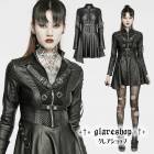 glareshop グレアショップ「S/L/2XL」WX740-B■ゴシックパンクフェイクレザー レースアップ アシンメトリー 長袖 ワンピース ドレス 黒 レディース | ゴスロリ ゴシック パンク