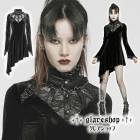 glareshop グレアショップ「XS-4XL」WX741-B■ゴスロリ ゴシックレース 立ち襟 ベルベット レースアップ アシンメトリー ドレス 黒 レディース | ゴスロリ ゴシック パンク ロ