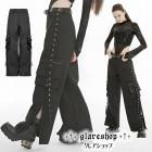 glareshop グレアショップ「XS-4XL」PX606-B■ゴシックパンク カーゴパンツ サイドジッパーロングパンツ ストレートパンツ 黒 レディース | ヴィジュアル系 V系 モード系 コスプ