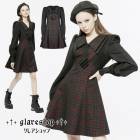 glareshop グレアショップ「XS-4XL」WX754■ゴスロリ ゴシック ネクタイ付き学園風ワンピ チェック柄 異素材 ワンピース 黒 レディース | ゴスロリ ゴシック パンク ロック ファ