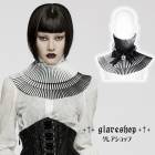 glareshop グレアショップ「F」Zn063-W■ゴシック ゴスロリベル付きリボンプリーツハイカラー 付け襟 大人オシャレ 黒 レディース | ゴスロリ ゴシック パンク ロック ファッション 