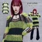 glareshop グレアショップ「M/2XL」TXA082-N■ゴスロリ ゴシック パンク ダメージ加工 前後2way 長袖 セーター ニット 黒×緑 レディース | ヴィジュアル系 V系 モード系