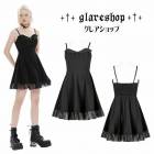 glareshop グレアショップ「XS-4XL」WX732-B■ゴスロリ ゴシック 蝙蝠モチーフ 十字架 Aライン ギャザー ワンピース 黒 レディース | ゴスロリ ゴシック パンク ロック ファ