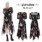 glareshop グレアショップ「S/L/2XL」WX733-P■ゴスロリ ゴシック カジュアル 花柄 シフォン フリル ワンピース 黒×ピンク レディース | ゴスロリ ゴシック パンク ロック 
