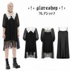 glareshop グレアショップ「S/L/2XL」WX735■【2点セット】ゴスロリ ゴシック 十字架 異素材 シャツワンピース＆キャミワンピース 黒 レディース | ゴスロリ ゴシック パンク ロ
