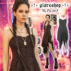 glareshop グレアショップ「XS-4XL」WX560■ゴスロリ ゴシック 魔女 スリップドレス Vネック ストラップワンピース 黒 レディース | ゴスロリ ゴシック パンク ロック ファッシ