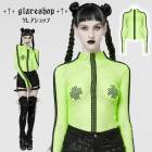 glareshop グレアショップ「S/L/2XL」TXA091-N■ゴスロリ パンク セクシー シースルー 指穴 メッシュ Tシャツ グリーン レディース | ヴィジュアル系 V系 モード系 コスプ