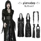 glareshop グレアショップ「XS-4XL」JX838-B■ゴスロリ ゴシック 薔薇柄 ホルターネック フード付き ロングドレス ポレロ 2点セット 黒 ブラック レディース | 地雷系 ヴィジ