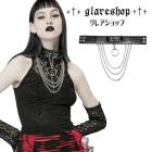 glareshop グレアショップ「F」Zn065-B■ゴシックパンク .パイソングレインフェイクレザー チェーン付き チョーカー 黒 レディース | ゴスロリ ゴシック パンク ロック ファッション