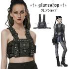 glareshop グレアショップ「M/2XL」ZX067-B■ゴスロリ パンクスタイル 退廃風 飾り鋲 ナイロン ストラップ バッグ 黒 レディース | ゴスロリ ゴシック パンク ロック ファッシ