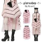 glareshop グレアショップ「S/L/2XL」SX522-P■ゴスロリ かわいいクールピーチ刺繍&メッシュ ティアードスカート ピンク レディース | ゴシック ダークロリータ 病み可愛い 闇可