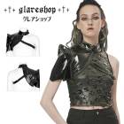 glareshop グレアショップ「S/L/2XL」TXA100-WA■戦士 サイバーパンク フェックレザー 肩鎧 片腕ワンアームジャケット ハイネックアイテム 黒 レディース | ヴィジュアル系 V