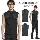 glareshop グレアショップ「M.M/M.XL/M.3XL」KX514-B■サイバーパンク 近未来 ミリタリー ニット ジッパーベスト 黒 メンズ | ゴスロリ ゴシック パンク ロック ファッ