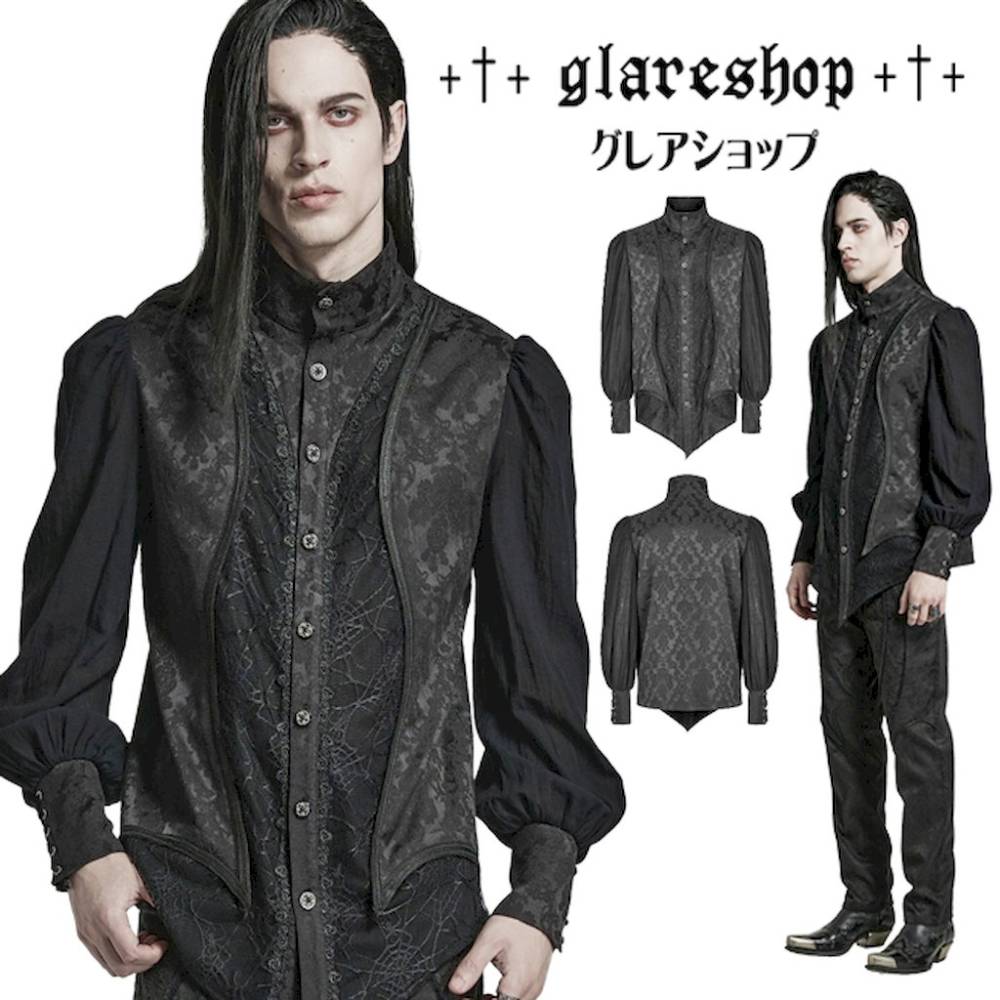 glareshop ���쥢����åס�M.S-M.5XL��TXA136-B�������å� ���㥬����&�ץ꡼�� ����졼�� ��󥿥󥹥꡼�֥�����ɥ��顼����� �� ��� | �������奢��� V�� ���ơ��� ���� �� [PUNK RAVE] Retro Gothic Lantern Sleeve Jacquard Party Shirt