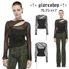 glareshop 쥢åסS/L/2XLTXA161-BåФ åȥȥ쥤䡼Ĺµå&˥åT 롼åȥ ǥ |  奢 V ⡼ɷ   [PUNK RAVE] Oblique slit fitting long-sleeved mesh T-shirt