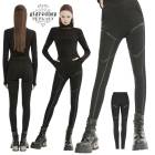 glareshop グレアショップ「XS-4XL」PX648-B■パンク調 フェイクレザー ライン入り テックウェア風パッチワークレギンス パンツ レギパン 黒 レディース | 近未来ファッション 地