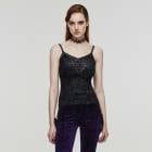 glareshop グレアショップ「S/L/XL/3XL/5XL」KX534-VI■ゴスロリ キラキラレオパードドットメッシュ ヒョウ柄 Vネック キャミソール 紫×黒 レディース |ヴィジュアル系 