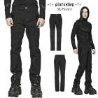 glareshop グレアショップ「M.S-M.5XL」PX636-B■パンク ツイル&クモの巣メッシュ 異素材 アシンメトリー装飾 レースアップ ロングパンツ 黒 メンズ | v系 ストリート系 原