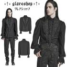 glareshop グレアショップ「M.S-M.5XL」TXA139-B■ゴシック 貴公子 王子様 シフォンスタンドカラーフリルシャツ 黒 メンズ | ゴスロリ ヴィジュアル系 V系 コスプレ ステー