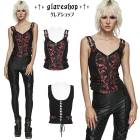glareshop グレアショップ「S/L/2XL/4XL」KX311-R■スゴスロリ ジャガードベスト ショート丈 ゴシック スチームパンク コルセットベスト 赤×黒 レッド×ブラック レディース 