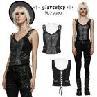 glareshop グレアショップ「S/L/2XL/4XL」KX311-SI■ゴスロリ ジャガードベスト ショート丈 ゴシック スチームパンク コルセットベスト 銀×黒 シルバー×ブラック レディース