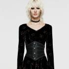 glareshop グレアショップ「S/L/2XL」KX537-B■パンクツイルプリントレザー&メッシュ異素材コルセットベルト 黒 レディース | 地雷系 ヴィジュアル系 V系 モード系 コスプレ ス