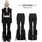 glareshop グレアショップ「XS-4XL」PX597-B■パンクツイル&メッシュ&フェイクウール異素材ストレートパンツ ボンテージパンツ 黒 レディース | ヴィジュアル系 V系 モード系 コ