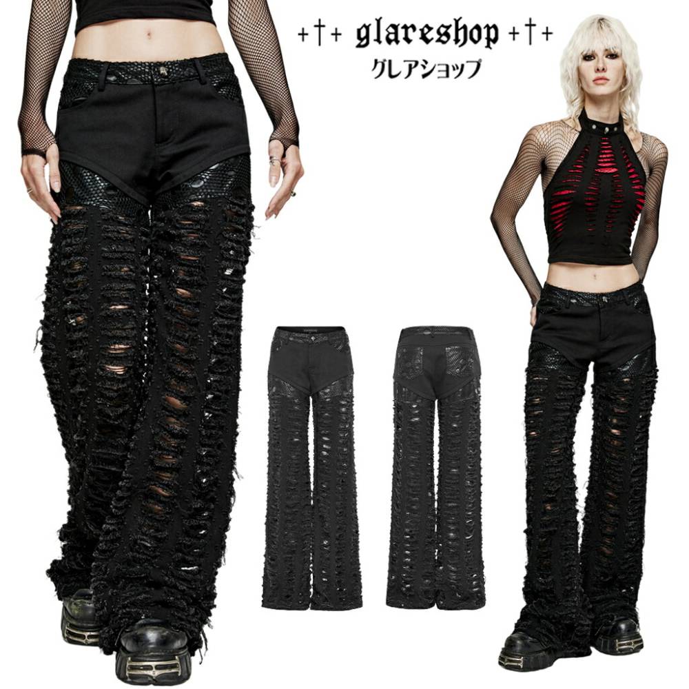 glareshop 쥢åסXS-4XLPX668-Bѥ󥯥᡼ù ĥ&&åߥ͡ȥȥ졼ȥѥ  ǥ | 奢 V ⡼ɷ ץ ơ   [PUNK RAVE] Leather Flared Pants