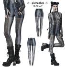 glareshop グレアショップ「XS-4XL」PX613-g■スチームパンク 退廃風 ダメージ加工 プリント メッシュ レギンス レギパン 黒×グレー レディース | 地雷系 ヴィジュアル系 V系