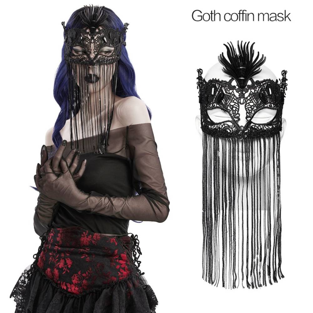  | glareshop 쥢åסFZa048-B-zkå ե 졼 ޥ ѥ󥳡 åդ  ޥ  ǥ |  奢 ץ ơ   [PUNK RAVE] Gothic Fringed Lace Coffin Mask with Sequin Tassels